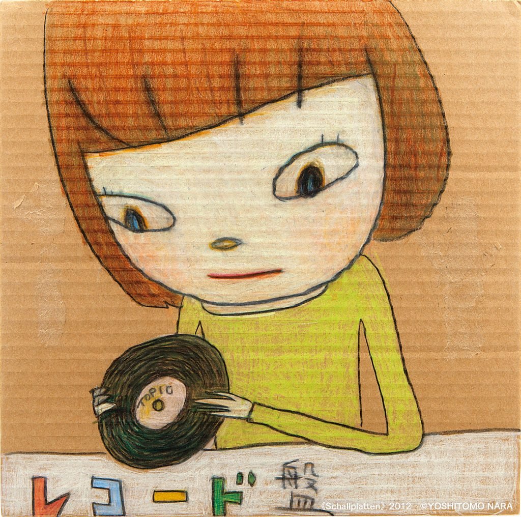 Yoshitomo Nara, Schallplatten (2012). Photo by Keizo Kioku, collection of the artist, ©Yoshitomo Nara.