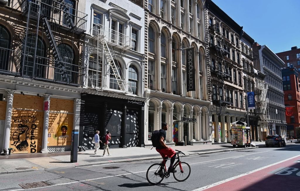 Cast-iron buildings in SoHo. (Photo by ANGELA WEISS/AFP via Getty Images)