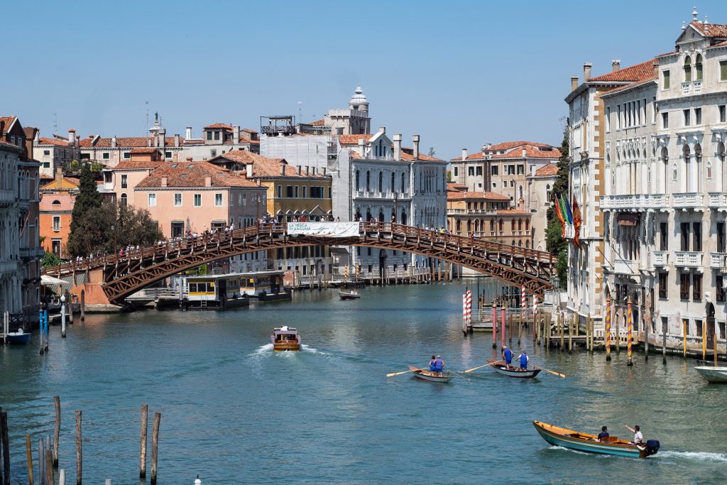 The Grand Canal and the Accademia bridge in Venice, Italy. Photo by Simone Padovani/Awakening/Getty Images.