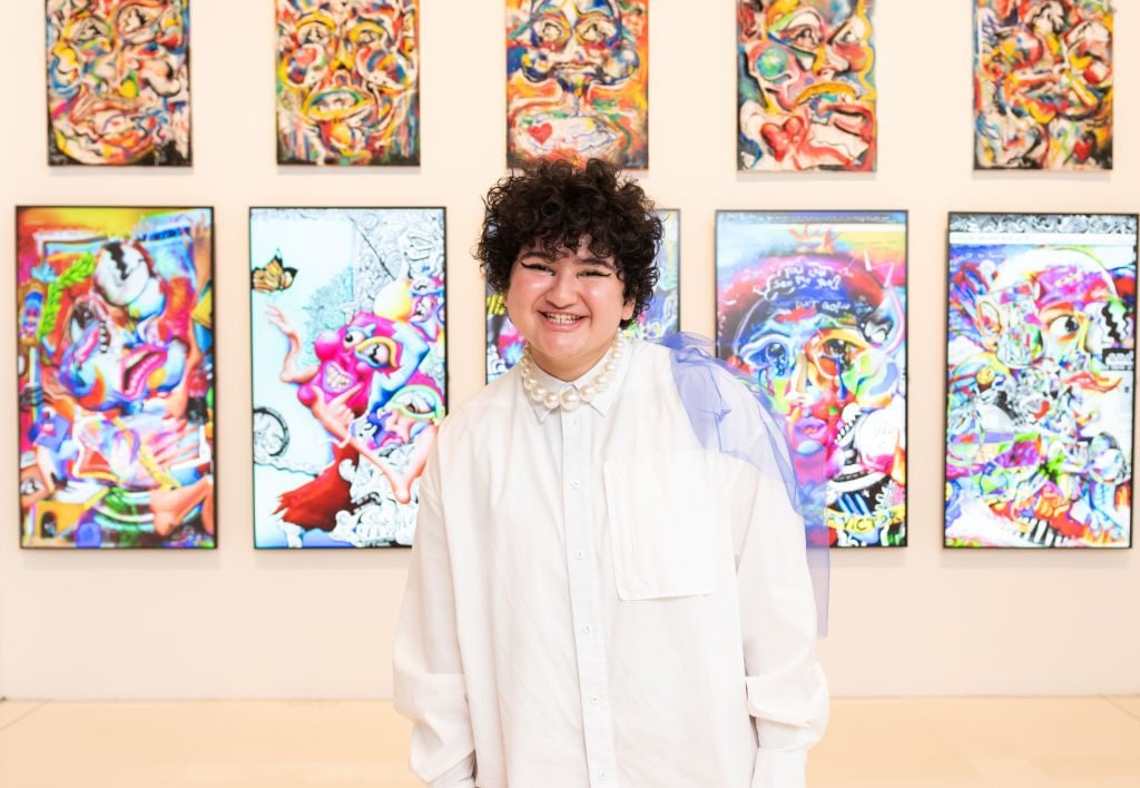 Digital artist FEWOCiOUS sold five NFTs at Christie's on June 28, 2021 in New York City. (Photo by Noam Galai/Getty Images)