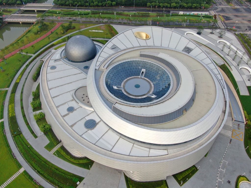Aerial view of the Shanghai Astronomy Museum, the World's largest astronomy museum, on July 11, 2021 in Shanghai, China. Photo by Xu Congjun/VCG via Getty Images.