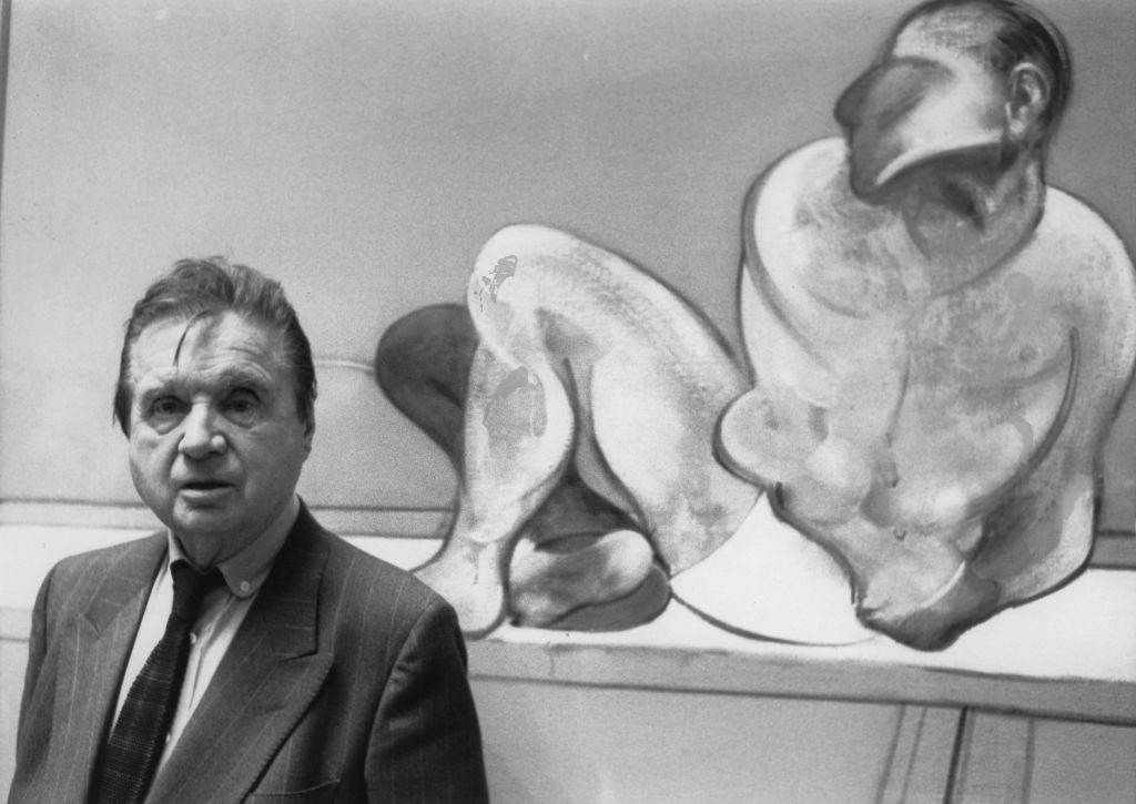 Artist Francis Bacon at the Tate Gallery in London. 21/05/1985. Photograph. Photo by Votava/Imagno/Getty Images.