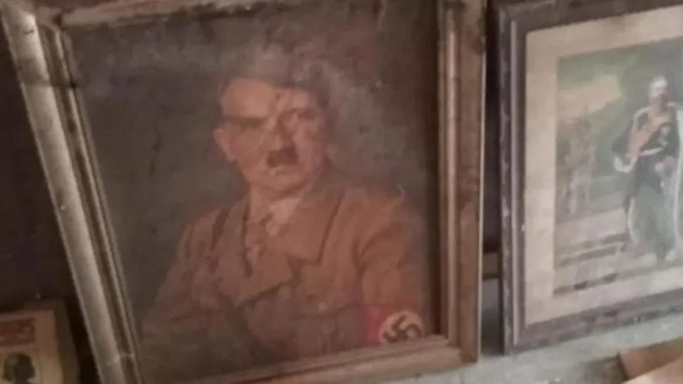 Ein Porträt des Nationalhistorikers Adolf Hitler wurde von einem nationalsozialistischen Vox Wolfhbhart (NSV) entdeckt, einer geheimen Sammlung der NS-Wohlfahrtsorganisation.  Foto mit freundlicher Genehmigung von Stadarsive Hagen.