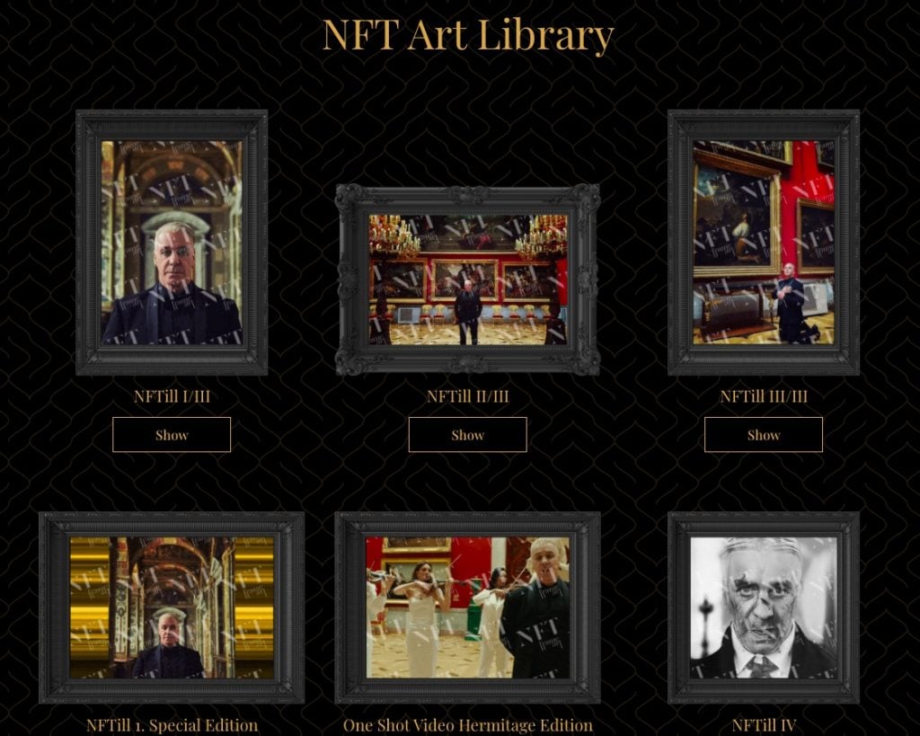 Screenshots of work in the "NFTill" collection on Twelve by Twelve.