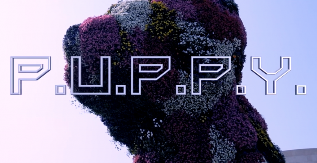 A still from the Guggenheim Museum Bilbao's "P.U.P.P.Y." music video.
