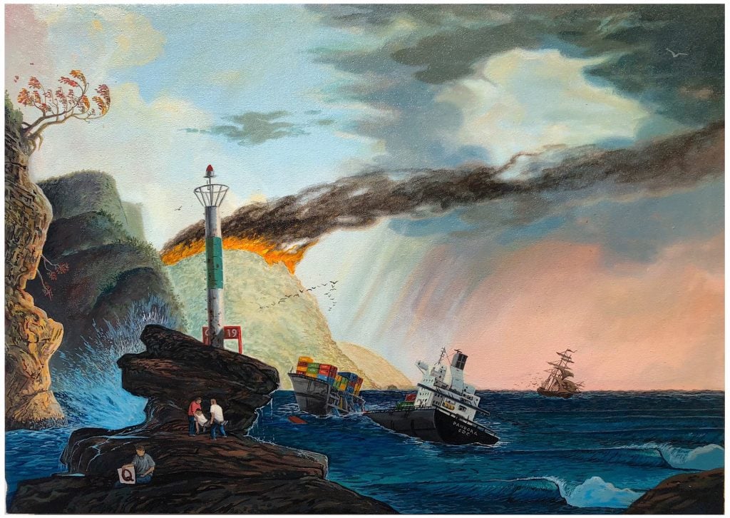 Sandow Birk, Seascape in Pandemic Days (2021). Courtesy of the artist and SPRING/BREAK.