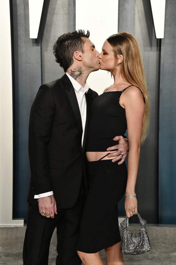 Adam Levine and Behati Prinsloo attends the 2020 Vanity Fair Oscar Party hosted by Radhika Jones at Wallis Annenberg Center for the Performing Arts on February 09, 2020 in Beverly Hills, California. (Photo by Frazer Harrison/Getty Images)