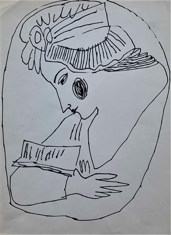 Andy Warhol, Untitled (Woman Reading Letters) (1955). Courtesy of Long-Sharp Gallery.