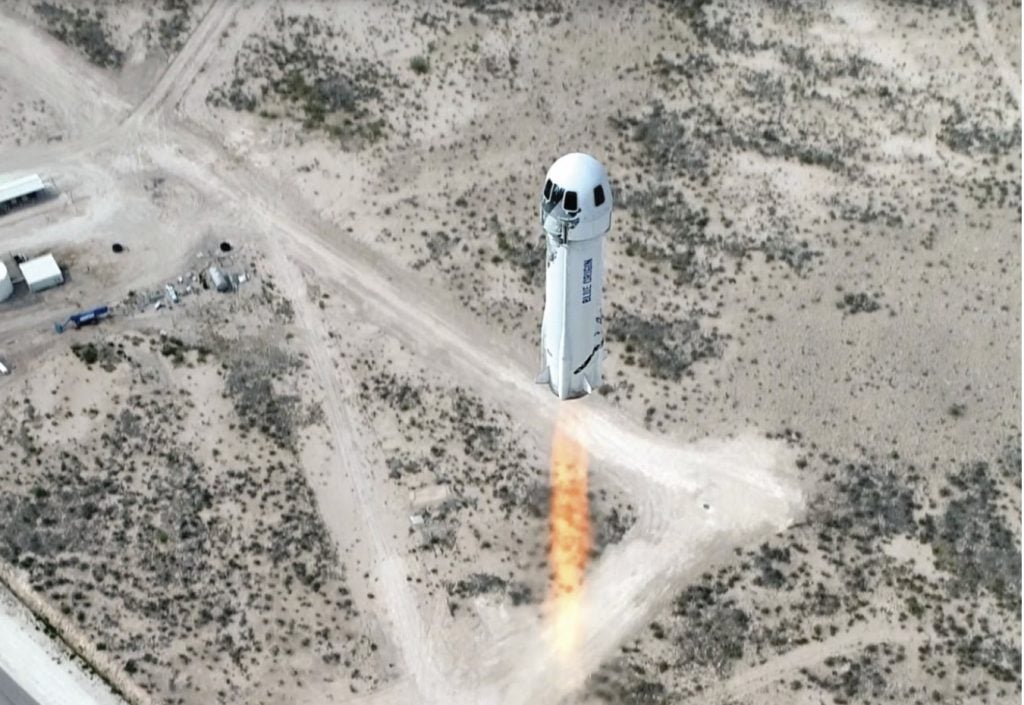 The launch of the New Shepard. Image courtesy Blue Origin.