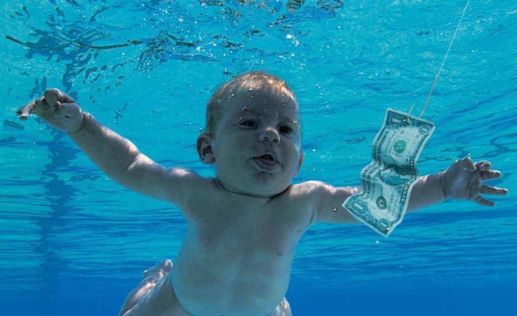 Nirvana's 1991 album, Nevermind. The album cover, shot by Kirk Weddle, features Spencer Elden. Courtesy of Geffen Records.