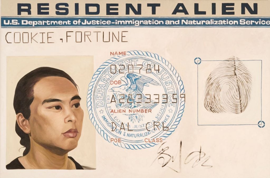 Hung Liu, Resident Alien (1988). Collection of the San Jose Museum of Art, gift of the Lipman Family Foundation, ©Hung Liu.