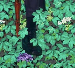 Detail of the chair back in Kehinde Wiley's portrait of Barack Obama.