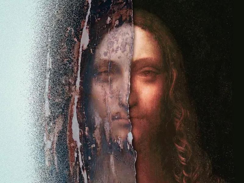 A composite image of the Salvator Mundibefore and after restoration. The work and its controversial attribution to Leonardo da Vinci is the subject of the documentary film The Lost Leonardo, directed by Andreas Koefoed. Photo courtesy of Sony Pictures.