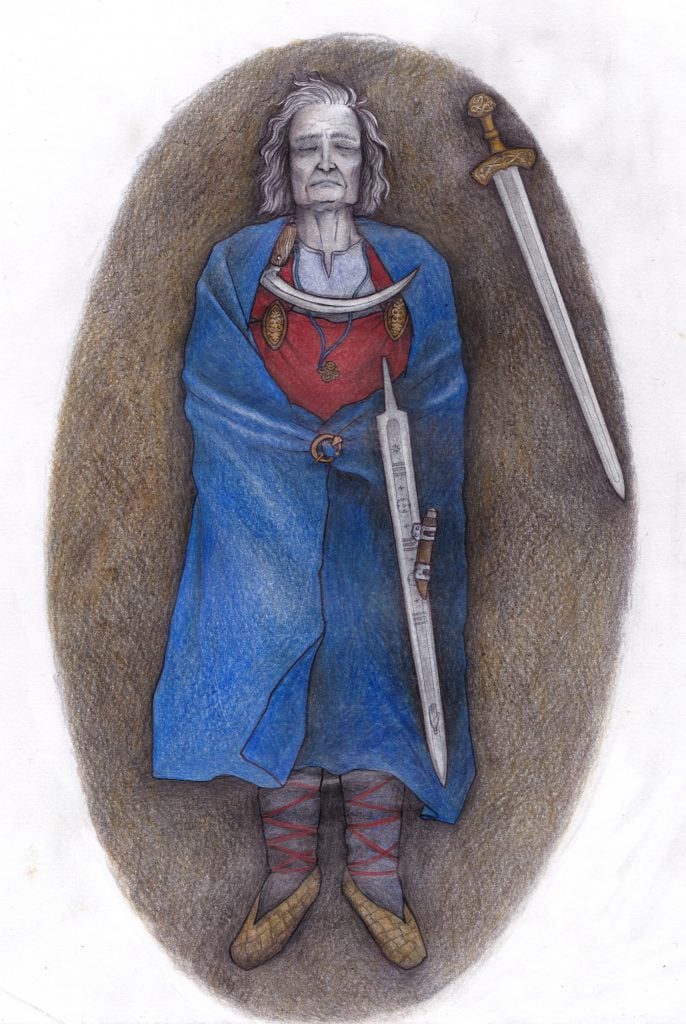 An illustration of the Suontaka grave now thought to be the final resting place of a nonbinary person from Medieval Finland. Image by Veronika Paschenko.