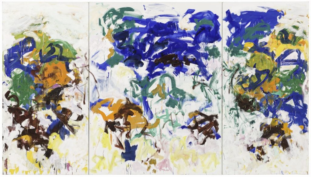 Joan Mitchell, Bracket (1989). Photo by Katherine Du Tiel, the Doris and Donald Fisher Collection at the San Francisco Museum of Modern Art; ©estate of Joan Mitchell.