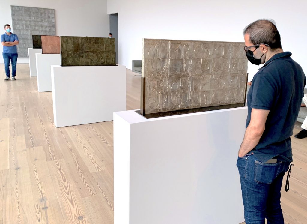 Installation view of four versions of Jasper Johns, <em>O-9</em> at the Whitney. Photo by Ben Davis.
