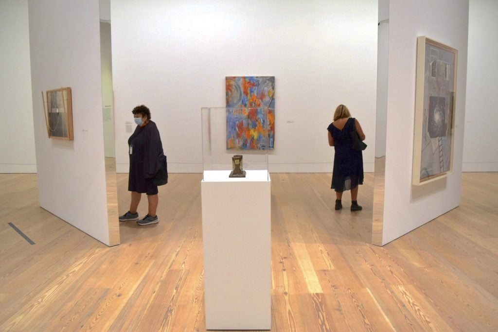 Installation view of the "Mirror/Double" gallery in "Jasper Johns: Mind/Mirror" at the Whitney. Photo by Ben Davis.