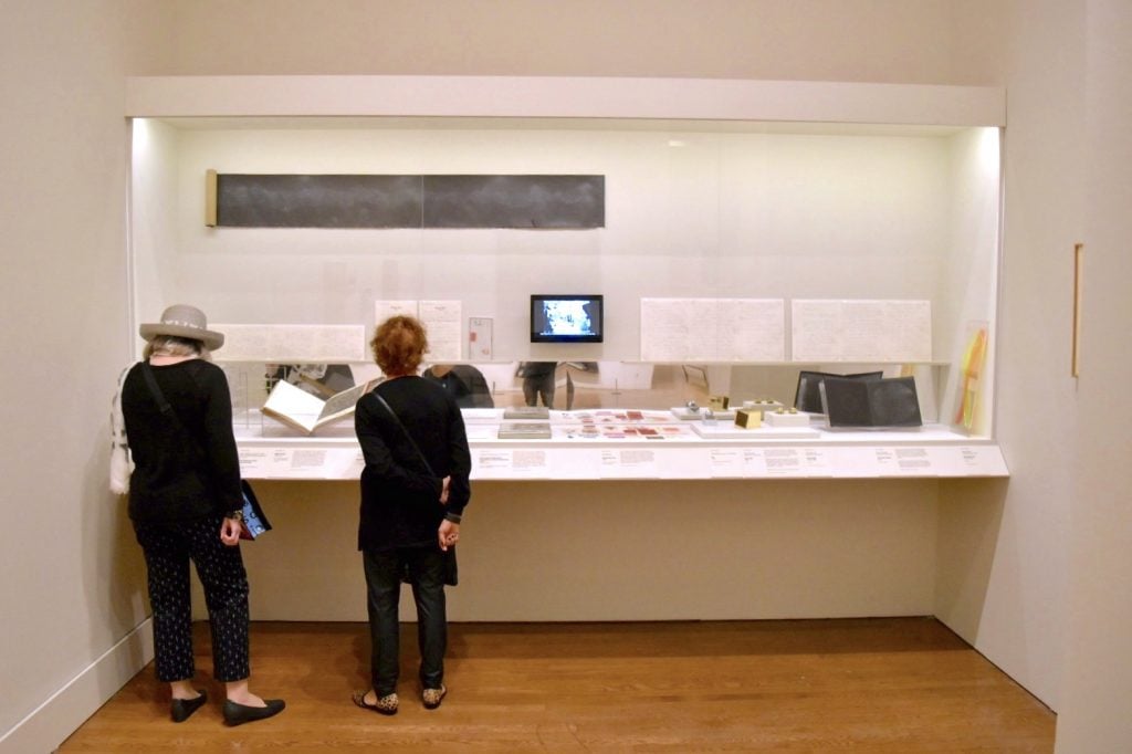 Installation view of a display of ephemera related to Jasper Johns's time in Japan at the Philadelphia Museum of Art. Photo by Ben Davis.