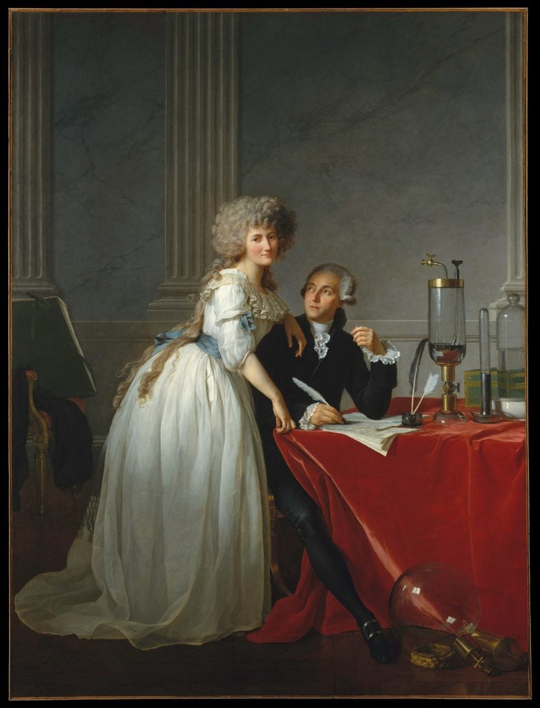 Jacques-Louis David, <i>Antoine Laurent Lavoisier (1743–1794) and Marie-Anne Lavoisier (Marie-Anne Pierrette Paulze, 1758–1836)</i> (1788). Courtesy of the Metropolitan Museum of Art.