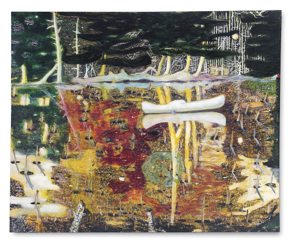 Peter Doig, Swamped (1990). Image courtesy Christie's.
