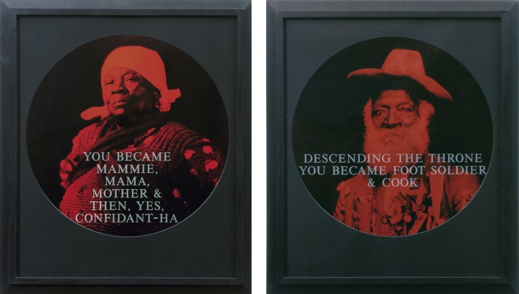 Carrie Mae Weems, You Became Mammie, Mama, Mother, Then, Yes, Confidant-Ha/ Descending the Throne You Became Foot Soldier & Cook )(1995–96). Courtesy of the artist and Jack Shainman Gallery, New York.
