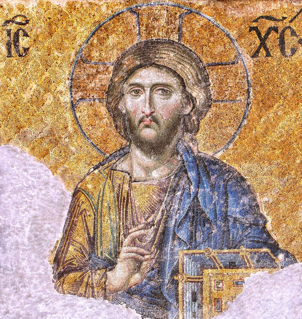 Christ as Pantocrator, flanked by the Virgin Mary and John the Baptist (circa 1261), Hagia Sophia, Istanbul.