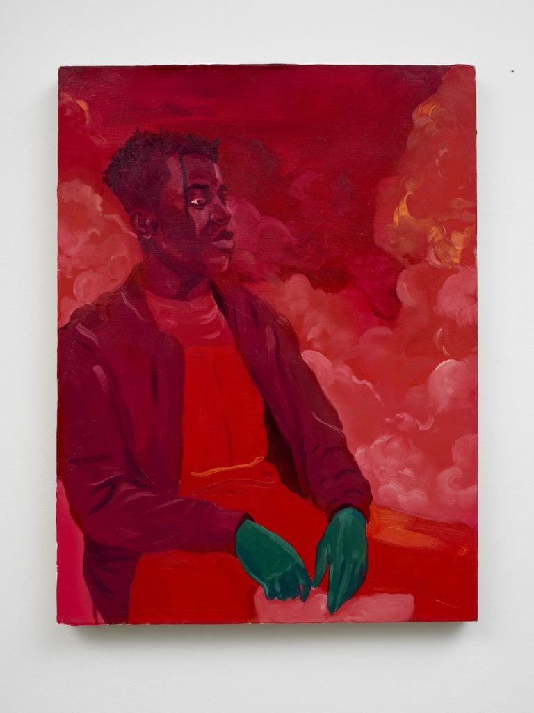 Dominic Chambers, Untitled (Ife In Red) (2021). Courtesy the artist and Lehmann Maupin, New York, Hong Kong, Seoul, and London