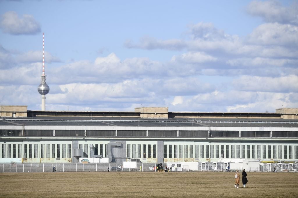 Berlin's former Tempelhof airport on March 5, 2021. Photo: Tobias Schwarz / AFP via Getty Images.