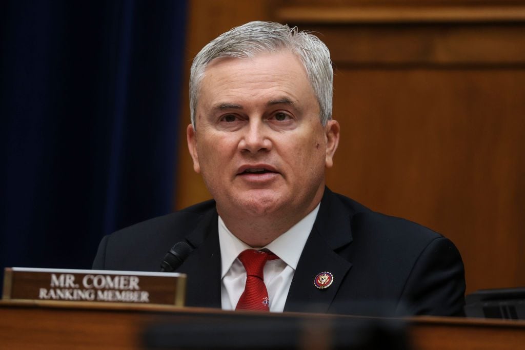 House Oversight and Reform Committee Ranking Member James Comer (R-KY) speaks during a House Oversight and Reform Committee hearing on May 12, 2021 in Washington, DC. Photo: Jonathan Ernst-Pool/Getty Images.
