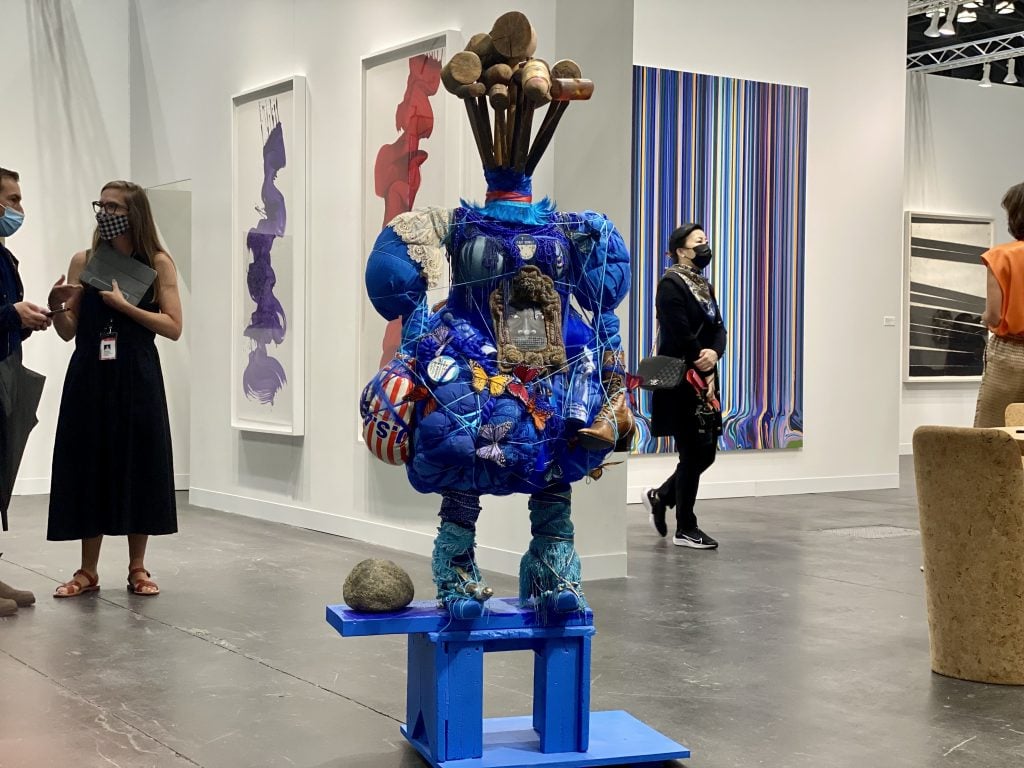 Vanessa German, Hammer Head Rage Machine Agony Machine Baptism (2019) at Kasmin, New York, at the 2021 Armory Show at the Javits Center in New York. Photo by Sarah Cascone.