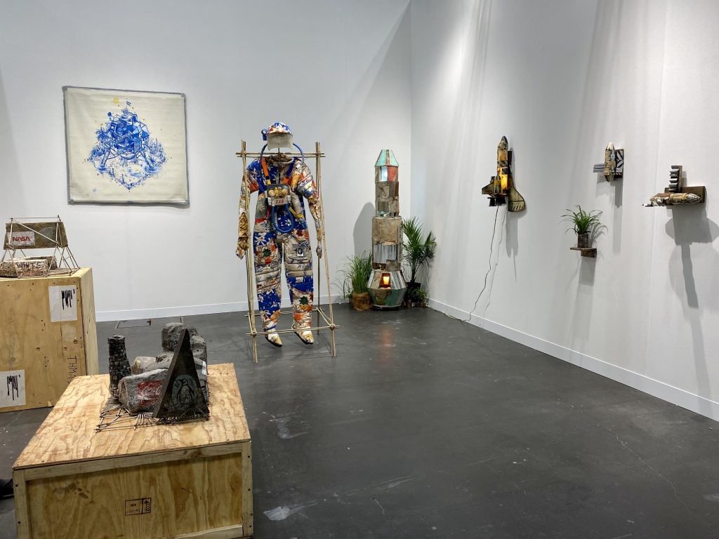 Works by Theo Michael, and Simón Vega from Maia Contemporary, Mexico City, at the 2021 Armory Show at the Javits Center in New York. Photo by Sarah Cascone.