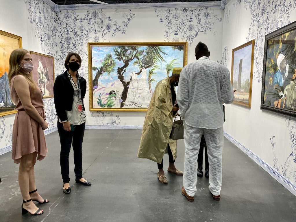 Work by Kambui Olujimi from Anna Zorina Gallery, New York, at the 2021 Armory Show at the Javits Center in New York. Photo by Sarah Cascone.