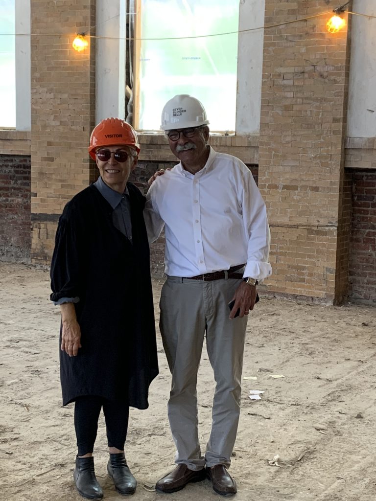 Mera Rubell at the construction site for the second location of Miami's Rubell Museum, formerly the Randall School in Washington, D.C. Photo courtesy of Blinder Belle Architects and Planners.