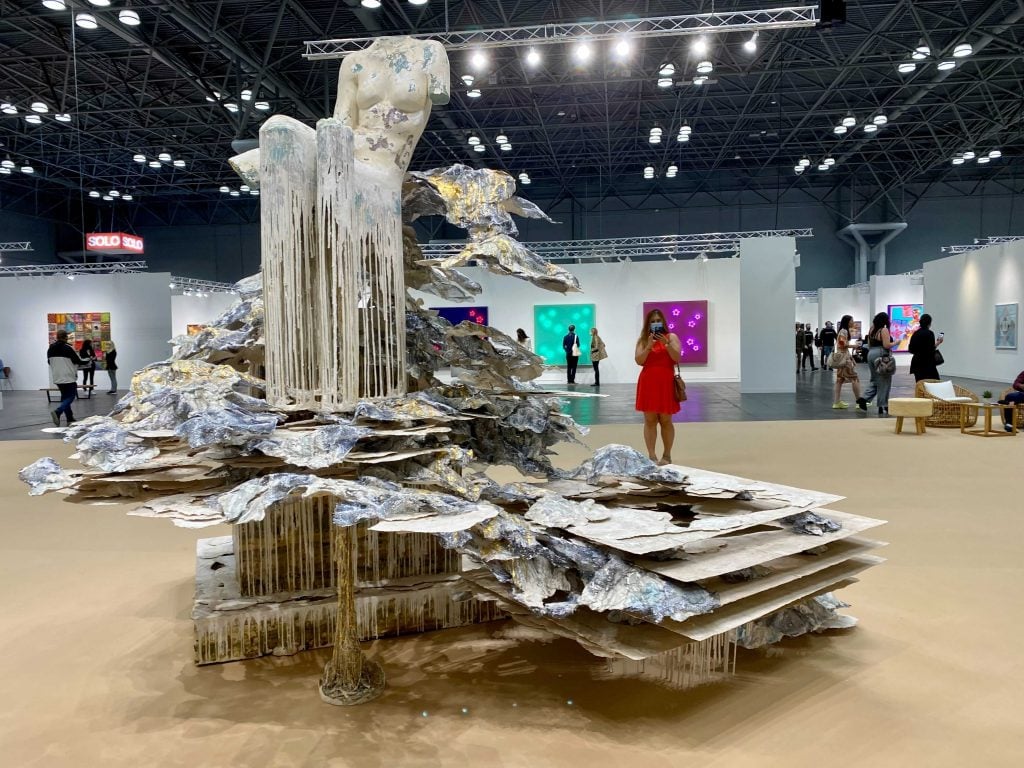 Diana Al-Hadid, Phantom Limb (2014) from Galleri Brandstrup, Oslo, at the 2021 Armory Show at the Javits Center in New York. Photo by Sarah Cascone.