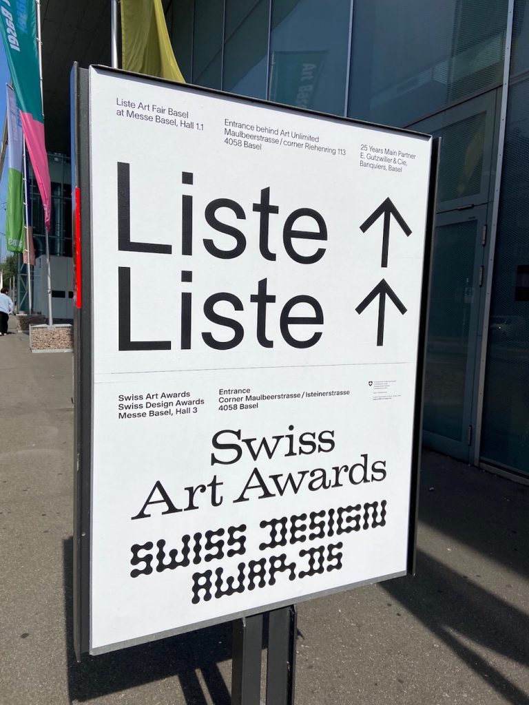 Signs outside Art Basel guide visitors to the Liste Art Fair, now in its 25th year in a new space. Photo by Eileen Kinsella.