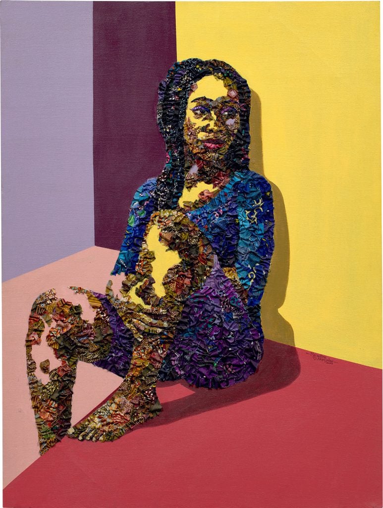 Marcellina Akpojotor, Here and Now II (2019). Estimate: $6,000 - 8,000. Sold for: $47,880. Image courtesy of Phillips.