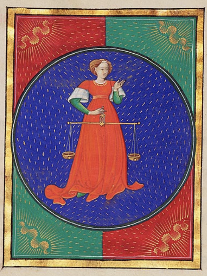 Libra from a Book of Hours, Italy, perhaps Milan. Third quarter of the Fifteenth Century. Courtesy of the Morgan Library & Museum.