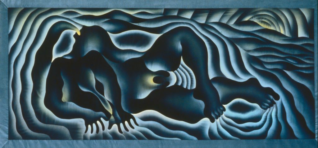 Judy Chicago, <em>Earth Birth</em>, "Birth Project" (1983). Quilting by Jacquelyn Moore Alexander. Collection of the Longlati Foundation. ©Judy Chicago/Artists Rights Society (ARS), New York. Photo ©Donald Woodman/ARS, New York.