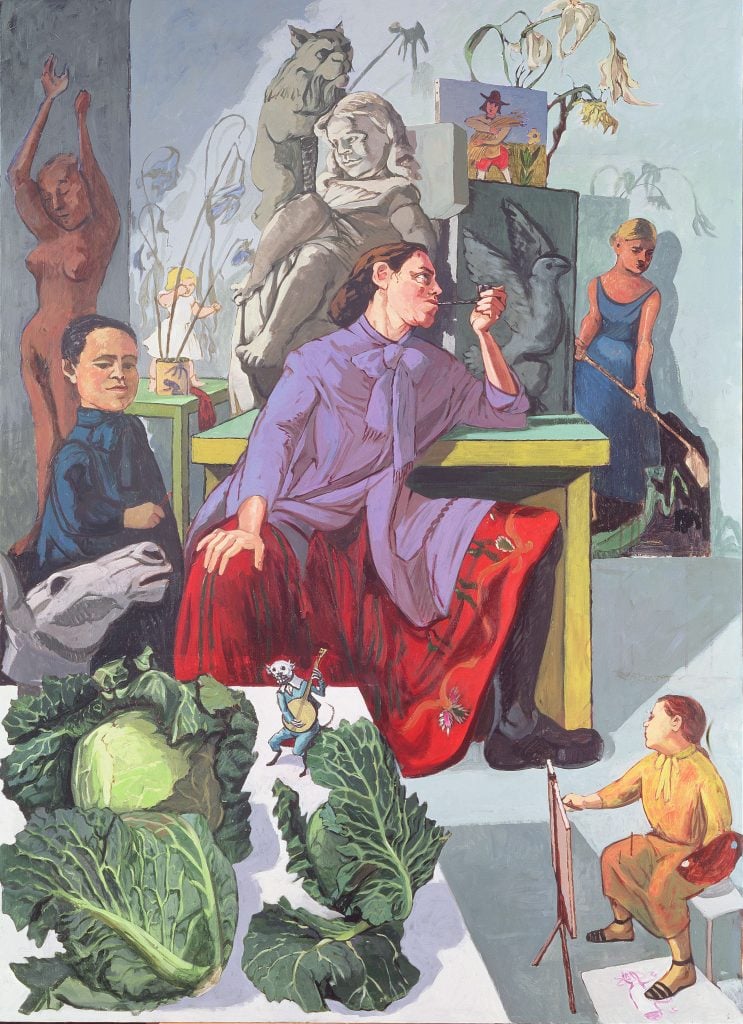 Paula Rego, The artist in her studio (1993).  Courtesy of Leeds Museums and Galleries (Leeds <a class=