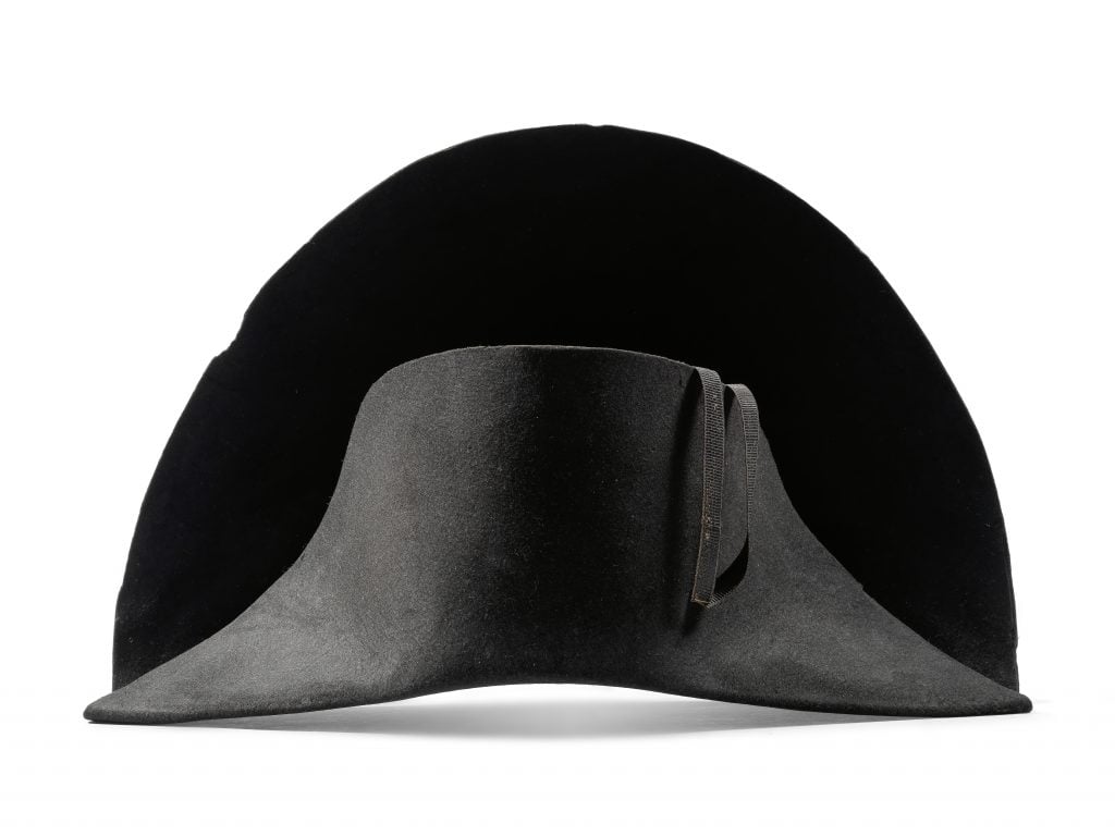 Napoleon's black bicorne hat set to be auctioned off by Bonhams in October, 2021. Courtesy of the auction house.
