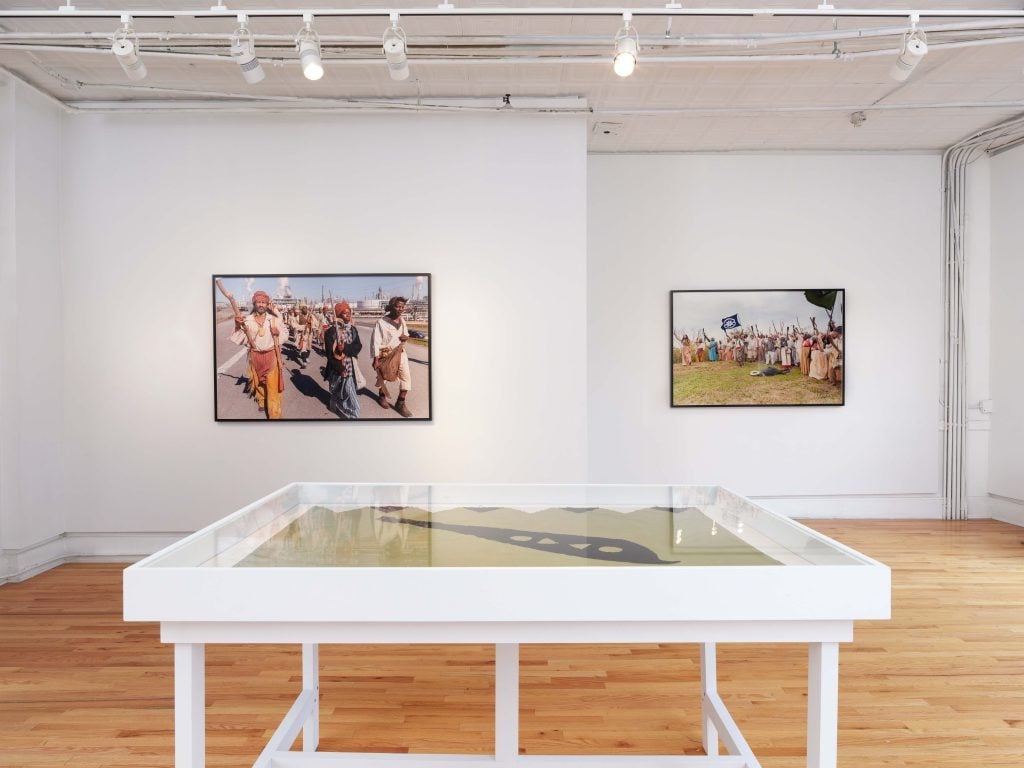 An installation view from Scott's exhibition “We're Going to End Slavery. Join Us!” 2021. Courtesy of the artist and Cristin Tierney Gallery, New York.