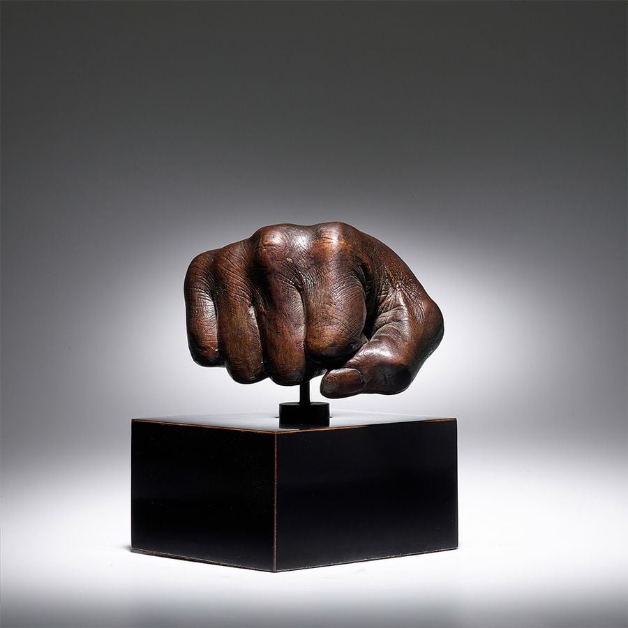 Muhammad Ali, A cast bronze of Muhammad Ali's right "knockout" fist made by Rodney Hilton Brown (1981). Photo courtesy of Bonhams New York, collection of Rodney Hilton Brown.