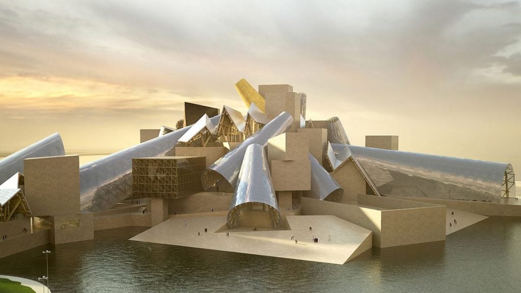 Rendering of the Frank Gehry-designed Guggenheim Abu Dhabi. Photo courtesy Tourism Development and Investment Company and Gehry Partners, LLP.