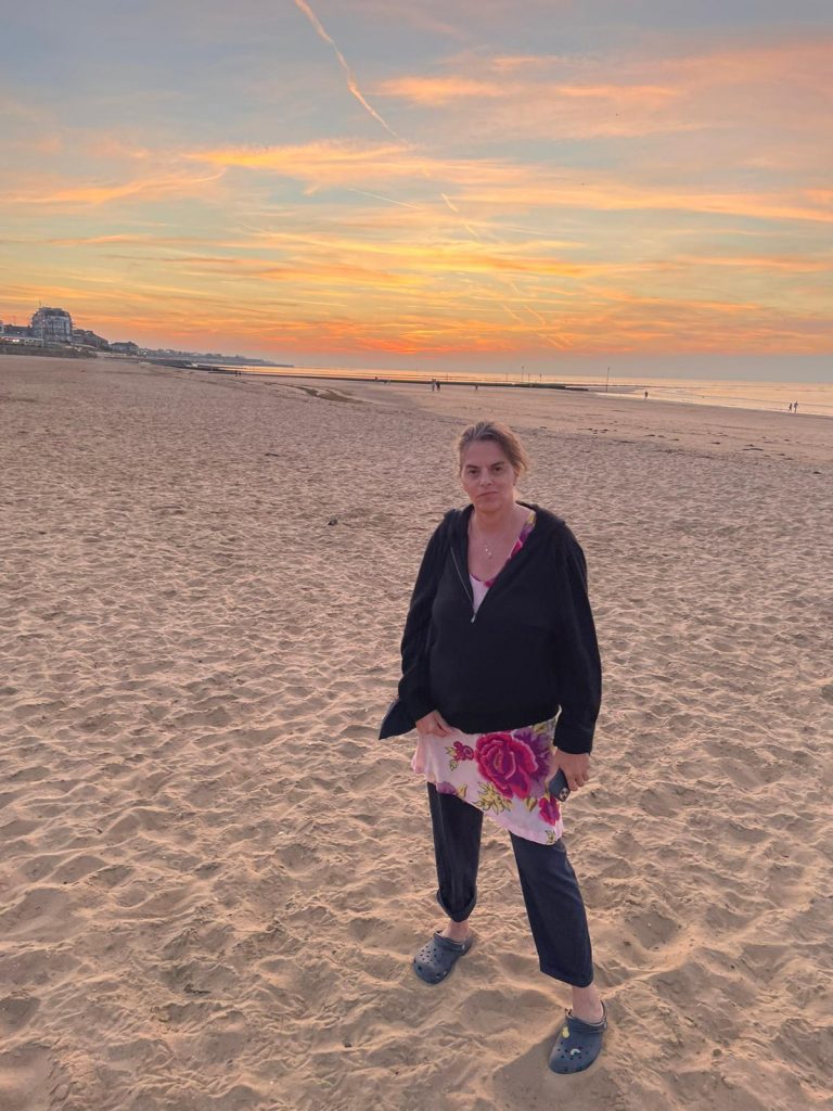 Tracey Emin on Margate beach, September 2021.