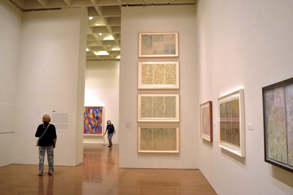 Installation view of the "Japan" gallery in "Jasper Johns: Mind/Mirror" at the Philadelphia Museum of Art. Photo by Ben Davis.