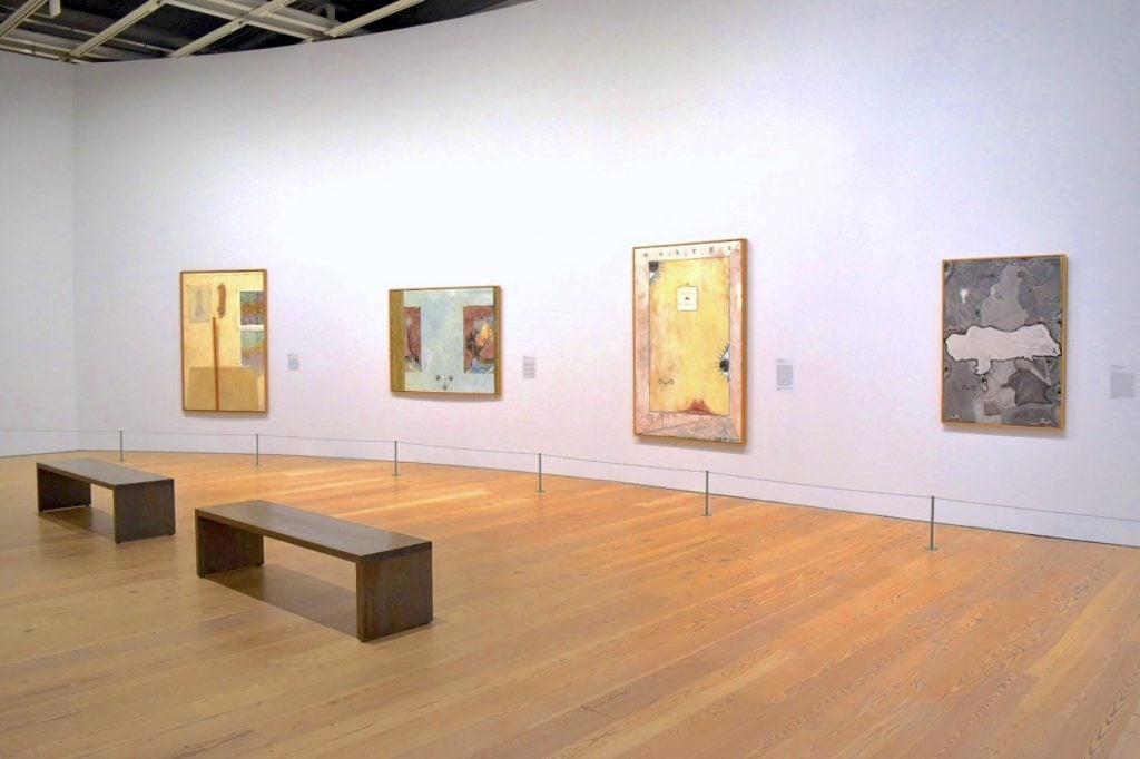 Installation view of the "Dreams" gallery in "Jasper Johns: Mind/Mirror" at the Whitney Museum. Photo by Ben Davis.