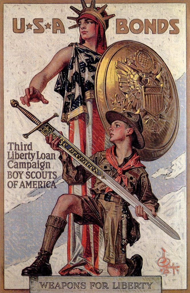 USA Bonds <em>Weapons for Liberty</em> poster by J.C. Leyendecker. (Photo by Picturenow/Universal Images Group via Getty Images)