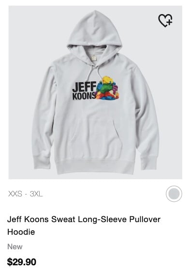 Screenshot of Jeff Koons x Uniqlo sweatshirt featuring Play-doh.