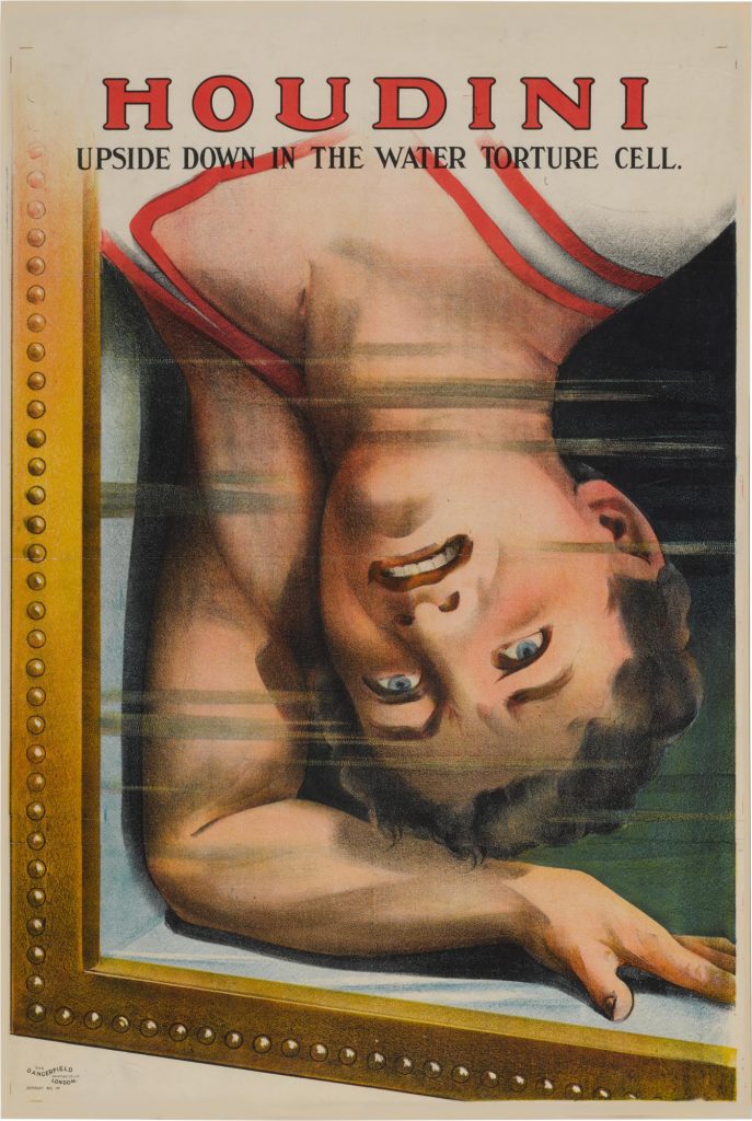 Harry Houdini Upside Down in The Water Torture Cell, designed by Erik Weisz, achieved $151,200 – a world auction record for a magic poster