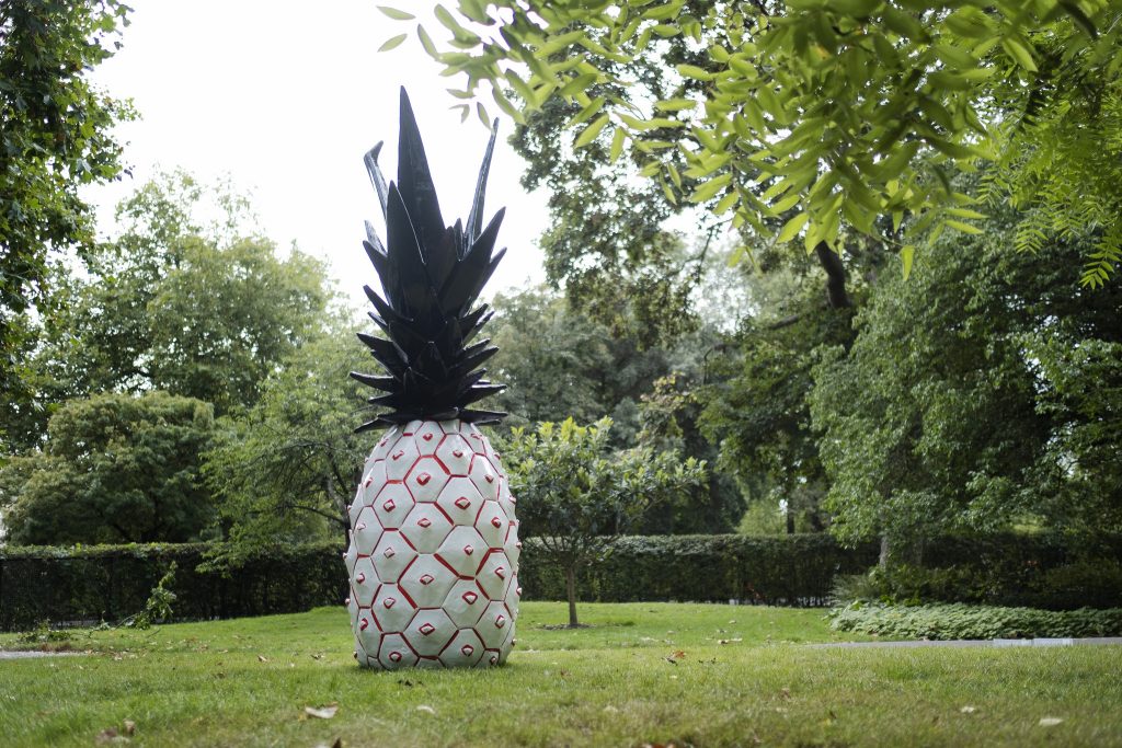 Rose Wylie, <i>Pineapple,</i> (2020), presented by David Zwirner. Frieze Sculpture 2021. Photo: Linda Nylind.